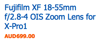 Fujifilm XF 18 55mm f2.8 4 OIS lens price
