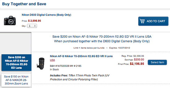 Nikon D600 rebate October